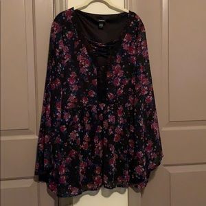 TORRID FLORAL 3X BABYDOLL BLOUSE